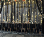 Black Tulle Backdrop Curtain with Lights String for Parites 20ft×8ft Black Sheer Backdrop Curtains for Baby, alternate view 4