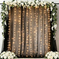 Black Tulle Backdrop Curtains with Lights String for Party in Black