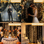 Black Tulle Backdrop Curtains with Lights String for Party in Black, alternate view 7