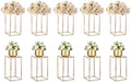 Black Vase Wedding Centerpieces, Geometric Stand, 15.7" Tall, 10 Pcs in Gold