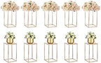 Black Vase Wedding Centerpieces, Geometric Stand, 15.7" Tall, 10 Pcs in Gold