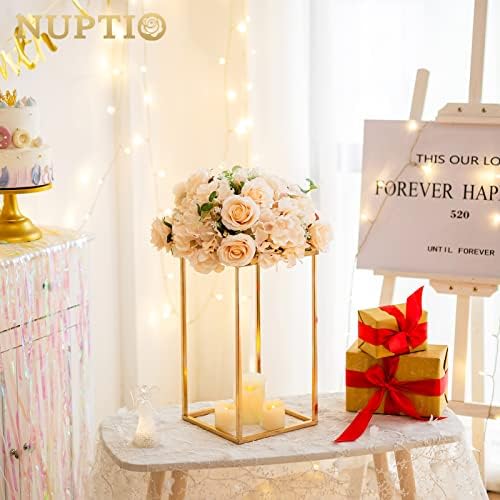 Black Vase Wedding Centerpieces, Geometric Stand, 15.7" Tall, 10 Pcs in Gold, alternate view 2