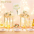 Black Vase Wedding Centerpieces, Geometric Stand, 15.7" Tall, 10 Pcs in Gold, alternate view 4
