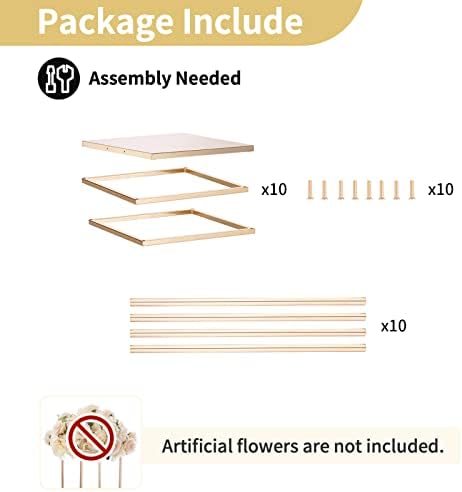Black Vase Wedding Centerpieces, Geometric Stand, 15.7" Tall, 10 Pcs in Gold, alternate view 6