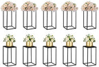 Black Vase Wedding Centerpieces, Geometric Stand, 15.7" Tall, 2 Pcs in Black
