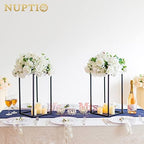 Black Vase Wedding Centerpieces, Geometric Stand, 15.7" Tall, 2 Pcs in Black, alternate view 4