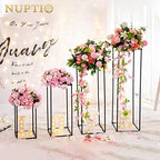 Black Vase Wedding Centerpieces, Geometric Stand, 15.7" Tall, 2 Pcs in Black, alternate view 5