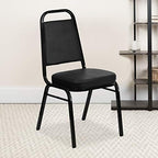 Black Vinyl Trapezoidal Back Stacking Banquet Chair