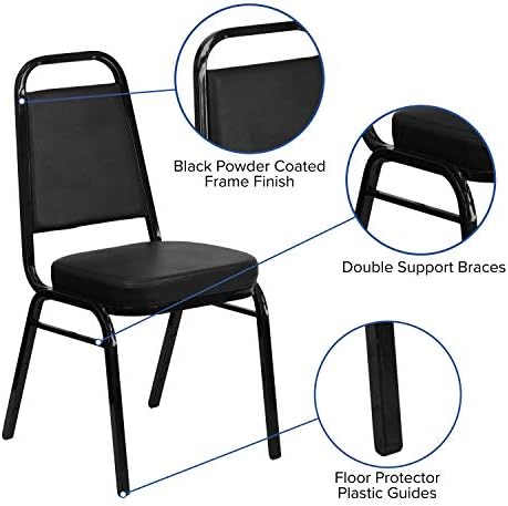 Black Vinyl Trapezoidal Back Stacking Banquet Chair, alternate view 4