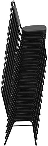 Black Vinyl Trapezoidal Back Stacking Banquet Chair, alternate view 5