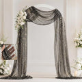 Black Wedding Arch Draping Fabric 1 Panel 28" x 20FT, Glitter Sheer Backdrop Drapes for Wedding Ceremony