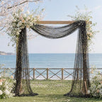 Black Wedding Arch Draping Fabric 1 Panel 28" x 20FT, Glitter Sheer Backdrop Drapes for Wedding Ceremony, alternate view 2