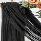 Black Wedding Arch Draping Fabric 2 Panels 30'' x 20FT Black Drapes Sheer Fabric Backdrop Arch Draping Fabrics, alternate