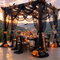 Black Wedding Arch Draping Fabric 28" x19FT Sheer Curtain Backdrop Drapes in 28" width x 19Ft length(4 Panels)