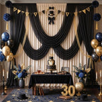 Black Wedding Arch Draping Fabric 28" x19FT Sheer Curtain Backdrop Drapes in 28" width x 19Ft length(4 Panels), alternate