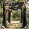 Black Wedding Arch Draping Fabric 3 Panels 30'' x 20FT Black Drapes Sheer Fabric Backdrop Arch Draping Fabrics