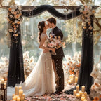 Black Wedding Arch Draping Fabric 3 Panels 30'' x 20FT Black Drapes Sheer Fabric Backdrop Arch Draping Fabrics, alternate