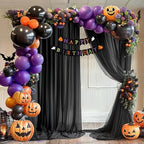 Black Wedding Arch Draping Fabric 3 Panels 30'' x 20FT Black Drapes Sheer Fabric Backdrop Arch Draping Fabrics, alternate