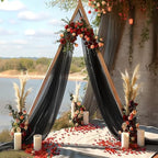 Black Wedding Arch Draping Fabric 3 Panels 30'' x 20FT Black Drapes Sheer Fabric Backdrop Arch Draping Fabrics, alternate