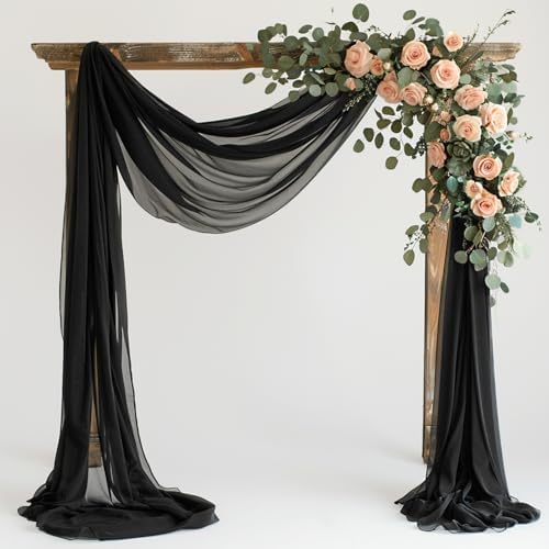 Black Wedding Arch Draping Fabric Backdrop Drapes Sheer 28.7"x 20FT