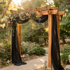 Black Wedding Arch Draping Fabric Backdrop Drapes Sheer 28.7"x 20FT, alternate view 6