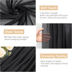 Black Wedding Arch Draping Fabric Backdrop Drapes Sheer 3 Panels, alternate view 2