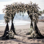 Black Wedding Arch Draping Fabric Backdrop Drapes Sheer 3 Panels, alternate view 6