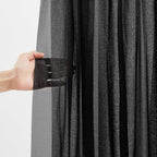 Black Wedding Arch Draping Fabric Sheer Curtain Drapes 3 Panels | 20 ft Halloween Extra Long Shimmery Backdrop, alternate