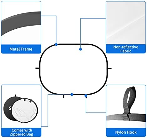 Black White Backdrop 59 x 39.3 in Pop Up Collapsible Background, alternate view 4