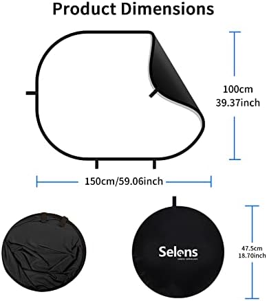 Black White Backdrop 59 x 39.3 in Pop Up Collapsible Background, alternate view 5
