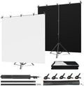 Black White Backdrop with Stand Kit, 5 x 6.5 ft Photo Backdrop in Black and White 5 x 6.5 ft in Black and White