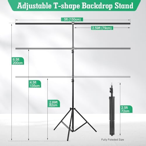 Black White Backdrop with Stand Kit, 5 x 6.5 ft Photo Backdrop in Black and White 5 x 6.5 ft in Black and White, alternate