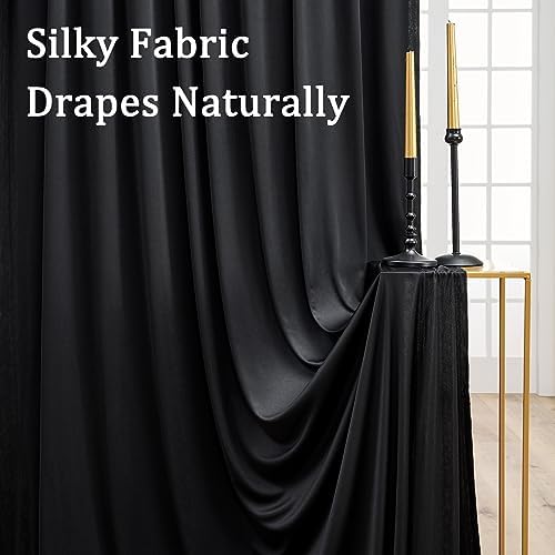 Black Wrinkle Free Black Backdrop Curtains for Parties, Thick Fabric Photo Backdrop Drapes for Birthday Wedding, alternate