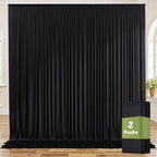 Black Wrinkle Free Black Backdrop Curtains for Parties, Thick Fabric Photo Backdrop Drapes for Birthday Wedding, alternate