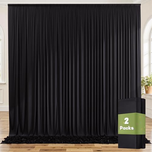 Black Wrinkle Free Black Backdrop Curtains for Parties, Thick Fabric Photo Backdrop Drapes for Birthday Wedding, alternate