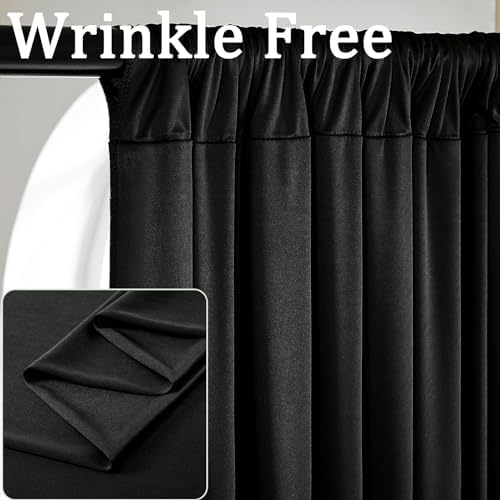 Black Wrinkle Free Black Backdrop Curtains for Parties, Thick Fabric Photo Backdrop Drapes for Birthday Wedding, alternate