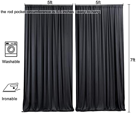 Black Wrinkle Free Black Backdrop Curtains for Parties, Thick Fabric Photo Backdrop Drapes for Birthday Wedding, alternate