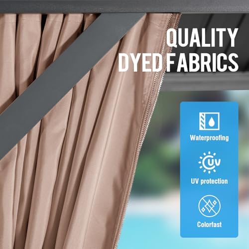 Blazar 10'x12' Outdoor Hardtop Gazebo with Vertical Stripes Galvanized Steel Double Roof, Nettings and Curtains, alternate