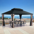 Blazar 12' X 16' Hardtop Gazebo with Nettings and Curtains, Outdoor Gazebo for Patio Lawn and Garden, Vertical