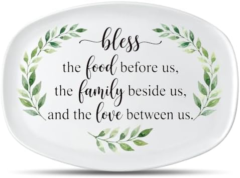 Bless Melamine Platter Gift, Reusable White Oval Serving Dishes in 13.9x10x0.4in in White