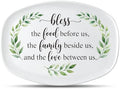 Bless Melamine Platter Gift, Reusable White Oval Serving Dishes in 13.9x10x0.4in in White