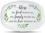 Bless Melamine Platter Gift, Reusable White Oval Serving Dishes in 13.9x10x0.4in in White