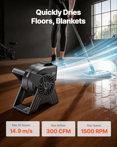 Blower Fan, 13 in Portable Utility Floor Fan, 300 CFM, 3 Speeds, Multi-Angle Airflow, Lightweight Portable High, alternate