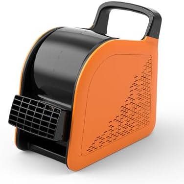 Blower Fan 185° Rotatable 3‐Speed Air Mover with 2 AC Outlets, Orange