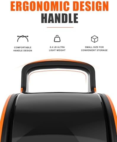 Blower Fan 185° Rotatable 3‐Speed Air Mover with 2 AC Outlets, Orange, alternate view 4