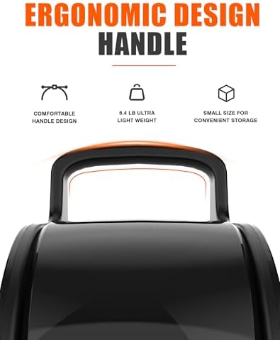 Blower Fan 185° Rotatable 3‐Speed Utility Air Mover with 2‐AC‐Outlet, Black in Black, alternate view 5