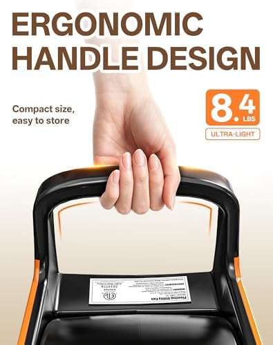 Blower Fan Removable Filter, 185° Rotation, 3‐Speed, 2 AC Outlets, Orange, alternate view 3