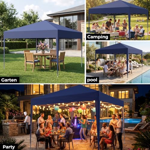 Blue 10'x10' Pop-Up Canopy Tent, Waterproof Outdoor Sun Shade, One Push Quick Setup Shelter with Carry Storage, alternate