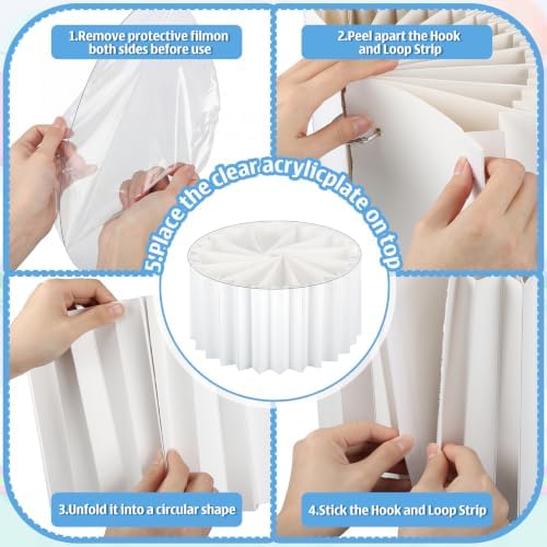 Blue 6 Pack Pleated Cylinder Cake Stand with Covers in Blue, alternate view 4