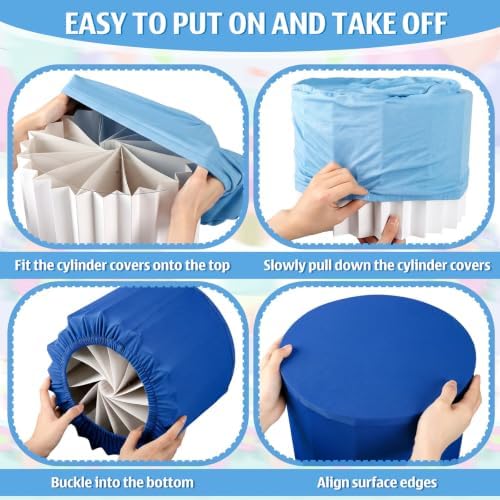 Blue 6 Pack Pleated Cylinder Cake Stand with Covers in Blue, alternate view 5